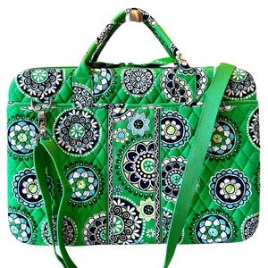Vera Bradley Cupcakes Green Floral Laptop Carrying Case Computer Bag